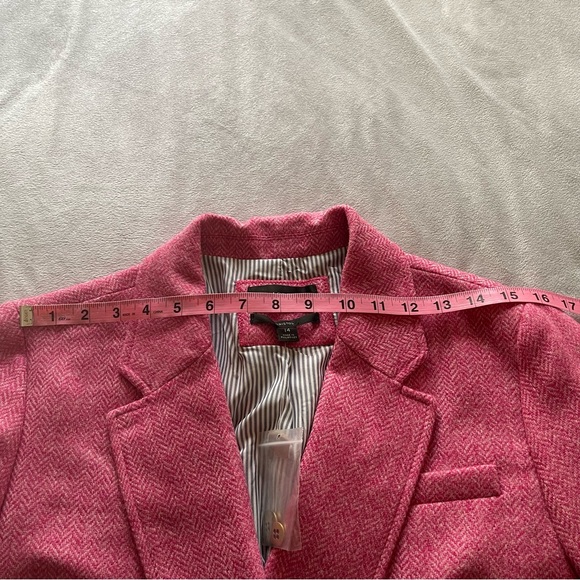 J Crew Bristol raspberry pink multi chevron 100% wool double breasted blazer, 14 - Picture 12 of 16
